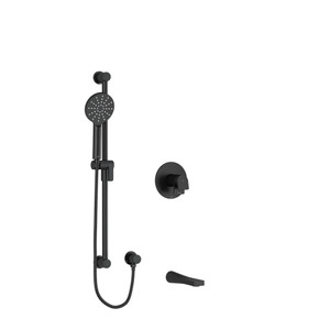 DISCONTINUED Ode 1/2 Inch 2-Way Type T/P (Thermostatic/Pressure Balance) Coaxial System With Spout And Hand Shower Rail - Black | Model Number: KIT1244ODBK-EX