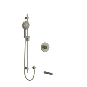 DISCONTINUED-Pallace 1/2 Inch 2-Way Type T/P (Thermostatic/Pressure Balance) Coaxial System With Spout And Hand Shower Rail - Brushed Nickel with Cross Handles | Model Number: KIT1244PATM+BN-EX - Product Knockout