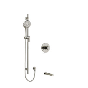 Pallace 1/2 Inch 2-Way Type T/P (Thermostatic/Pressure Balance) Coaxial System With Spout And Hand Shower Rail - Polished Nickel with Cross Handles | Model Number: KIT1244PATM+PN-SPEX - Product Knockout