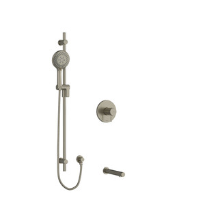 Pallace 1/2 Inch 2-Way Type T/P (Thermostatic/Pressure Balance) Coaxial System With Spout And Hand Shower Rail - Brushed Nickel | Model Number: KIT1244PATMBN-EX - Product Knockout