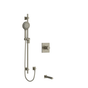Pallace 1/2 Inch 2-Way Type T/P (Thermostatic/Pressure Balance) Coaxial System With Spout And Hand Shower Rail - Brushed Nickel with Cross Handles | Model Number: KIT1244PATQ+BN - Product Knockout