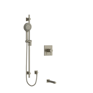 Pallace 1/2 Inch 2-Way Type T/P (Thermostatic/Pressure Balance) Coaxial System With Spout And Hand Shower Rail - Brushed Nickel | Model Number: KIT1244PATQBN-EX - Product Knockout
