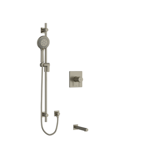 Pallace 1/2 Inch 2-Way Type T/P (Thermostatic/Pressure Balance) Coaxial System With Spout And Hand Shower Rail - Brushed Nickel | Model Number: KIT1244PATQBN-SPEX - Product Knockout