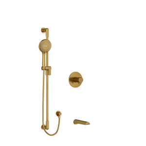 DISCONTINUED-Parabola 1/2 Inch 2-Way Type T/P (Thermostatic/Pressure Balance) Coaxial System With Spout And Hand Shower Rail - Brushed Gold | Model Number: KIT1244PBBG-SPEX - Product Knockout