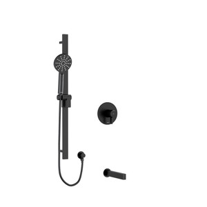 Paradox 1/2 Inch 2-Way Type T/P (Thermostatic/Pressure Balance) Coaxial System With Spout And Hand Shower Rail - Black | Model Number: KIT1244PXTMBK - Product Knockout