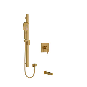 DISCONTINUED-Paradox 1/2 Inch 2-Way Type T/P (Thermostatic/Pressure Balance) Coaxial System With Spout And Hand Shower Rail - Brushed Gold | Model Number: KIT1244PXTQBG-SPEX - Product Knockout