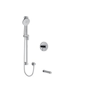 DISCONTINUED Riu 1/2 Inch 2-Way Type T/P (Thermostatic/Pressure Balance) Coaxial System With Spout And Hand Shower Rail - Chrome | Model Number: KIT1244RUTMC
