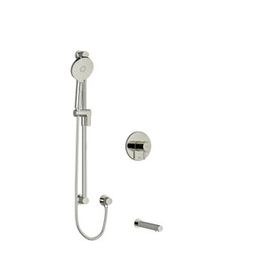 Riu 1/2 Inch 2-Way Type T/P (Thermostatic/Pressure Balance) Coaxial System With Spout And Hand Shower Rail - Polished Nickel | Model Number: KIT1244RUTMPN - Product Knockout
