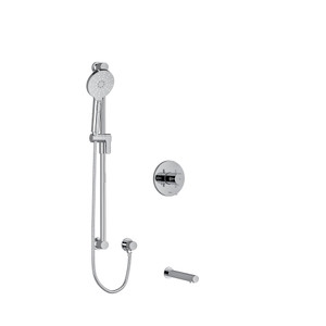 DISCONTINUED-Riu 1/2 Inch 2-Way Type T/P (Thermostatic/Pressure Balance) Coaxial System With Spout And Hand Shower Rail - Chrome with Cross Handles | Model Number: KIT1244RUTM+C-EX