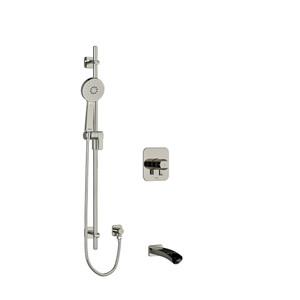 Salome 1/2 Inch 2-Way Type T/P (Thermostatic/Pressure Balance) Coaxial System With Spout And Hand Shower Rail - Polished Nickel | Model Number: KIT1244SAPN-SPEX - Product Knockout