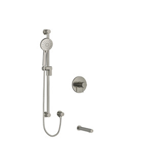 Sylla 1/2 Inch 2-Way Type T/P (Thermostatic/Pressure Balance) Coaxial System With Spout And Hand Shower Rail - Brushed Nickel | Model Number: KIT1244SYTMBN - Product Knockout