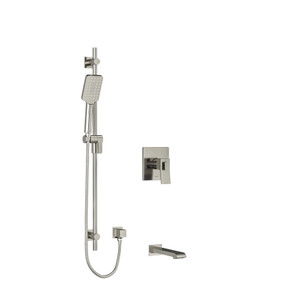 DISCONTINUED Zendo 1/2 Inch 2-Way Type T/P (Thermostatic/Pressure Balance) Coaxial System With Spout And Hand Shower Rail - Brushed Nickel | Model Number: KIT1244ZOTQBN-EX