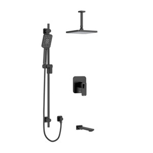 DISCONTINUED Equinox Type T/P (Thermostatic/Pressure Balance) 1/2 Inch Coaxial 3-Way System With Hand Shower Rail Shower Head And Spout - Black | Model Number: KIT1345EQBK-6