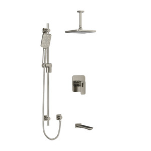 Equinox Type T/P (Thermostatic/Pressure Balance) 1/2 Inch Coaxial 3-Way System With Hand Shower Rail Shower Head And Spout - Brushed Nickel | Model Number: KIT1345EQBN-6 - Product Knockout