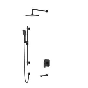DISCONTINUED Equinox Type T/P (Thermostatic/Pressure Balance) 1/2 Inch Coaxial 3-Way System With Hand Shower Rail Shower Head And Spout - Black | Model Number: KIT1345EQBK-6-EX