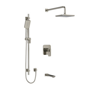 DISCONTINUED-Equinox Type T/P (Thermostatic/Pressure Balance) 1/2 Inch Coaxial 3-Way System With Hand Shower Rail Shower Head And Spout - Brushed Nickel | Model Number: KIT1345EQBN-EX - Product Knockout
