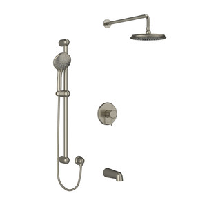 Georgian Type T/P (Thermostatic/Pressure Balance) 1/2 Inch Coaxial 3-Way System With Hand Shower Rail Shower Head And Spout - Brushed Nickel | Model Number: KIT1345GNBN - Product Knockout