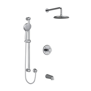 Georgian Type T/P (Thermostatic/Pressure Balance) 1/2 Inch Coaxial 3-Way System With Hand Shower Rail Shower Head And Spout - Chrome with Cross Handles | Model Number: KIT1345GN+C-EX - Product Knockout