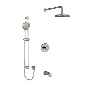 DISCONTINUED Georgian Type T/P (Thermostatic/Pressure Balance) 1/2 Inch Coaxial 3-Way System With Hand Shower Rail Shower Head And Spout - Polished Nickel | Model Number: KIT1345GN+PN-EX