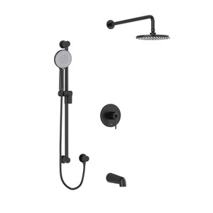 DISCONTINUED-GS Type T/P (Thermostatic/Pressure Balance) 1/2 Inch Coaxial 3-Way System With Hand Shower Rail Shower Head And Spout - Black | Model Number: KIT1345GSBK-EX - Product Knockout