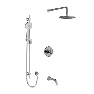 Momenti Type T/P (Thermostatic/Pressure Balance) 1/2 Inch Coaxial 3-Way System With Hand Shower Rail Shower Head And Spout - Chrome with Cross Handles | Model Number: KIT1345MMRD+C-6-SPEX - Product Knockout