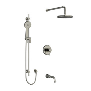 DISCONTINUED-Momenti Type T/P (Thermostatic/Pressure Balance) 1/2 Inch Coaxial 3-Way System With Hand Shower Rail Shower Head And Spout - Polished Nickel with Lever Handles | Model Number: KIT1345MMRDLPN - Product Knockout