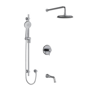 Momenti Type T/P (Thermostatic/Pressure Balance) 1/2 Inch Coaxial 3-Way System With Hand Shower Rail Shower Head And Spout - Chrome with Lever Handles | Model Number: KIT1345MMRDLC-6-EX - Product Knockout