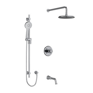 DISCONTINUED-Momenti Type T/P (Thermostatic/Pressure Balance) 1/2 Inch Coaxial 3-Way System With Hand Shower Rail Shower Head And Spout - Chrome with X-Shaped Handles | Model Number: KIT1345MMRDXC-6-SPEX - Product Knockout