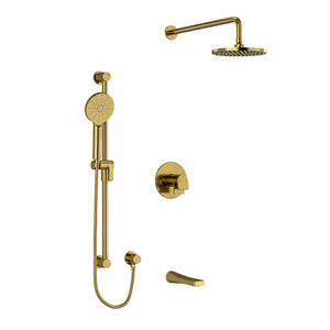 Ode Type T/P (Thermostatic/Pressure Balance) 1/2 Inch Coaxial 3-Way System With Hand Shower Rail Shower Head And Spout - Brushed Gold | Model Number: KIT1345ODBG - Product Knockout