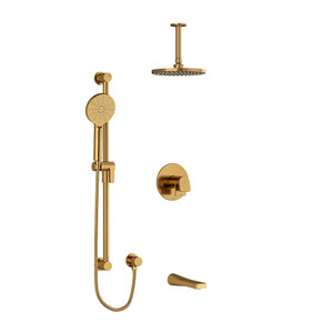 DISCONTINUED Ode Type T/P (Thermostatic/Pressure Balance) 1/2 Inch Coaxial 3-Way System With Hand Shower Rail Shower Head And Spout - Brushed Gold | Model Number: KIT1345ODBG-6
