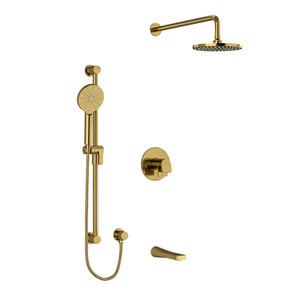 DISCONTINUED-Ode Type T/P (Thermostatic/Pressure Balance) 1/2 Inch Coaxial 3-Way System With Hand Shower Rail Shower Head And Spout - Brushed Gold | Model Number: KIT1345ODBG-EX - Product Knockout