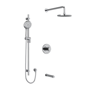 Pallace Type T/P (Thermostatic/Pressure Balance) 1/2 Inch Coaxial 3-Way System With Hand Shower Rail Shower Head And Spout - Chrome with Cross Handles | Model Number: KIT1345PATM+C - Product Knockout