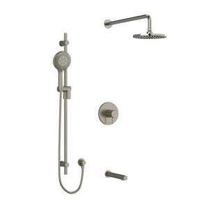 Pallace Type T/P (Thermostatic/Pressure Balance) 1/2 Inch Coaxial 3-Way System With Hand Shower Rail Shower Head And Spout - Brushed Nickel | Model Number: KIT1345PATMBN-EX - Product Knockout