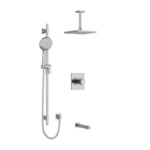 DISCONTINUED-Pallace Type T/P (Thermostatic/Pressure Balance) 1/2 Inch Coaxial 3-Way System With Hand Shower Rail Shower Head And Spout - Chrome with Cross Handles | Model Number: KIT1345PATQ+C-6 - Product Knockout