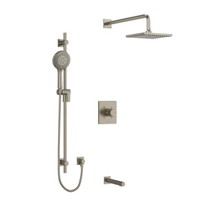 DISCONTINUED Pallace Type T/P (Thermostatic/Pressure Balance) 1/2 Inch Coaxial 3-Way System With Hand Shower Rail Shower Head And Spout - Brushed Nickel | Model Number: KIT1345PATQ+BN-SPEX