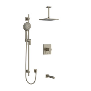 DISCONTINUED Pallace Type T/P (Thermostatic/Pressure Balance) 1/2 Inch Coaxial 3-Way System With Hand Shower Rail Shower Head And Spout - Brushed Nickel | Model Number: KIT1345PATQBN-6