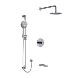 Parabola Type T/P (Thermostatic/Pressure Balance) 1/2 Inch Coaxial 3-Way System With Hand Shower Rail Shower Head And Spout - Chrome | Model Number: KIT1345PBC-SPEX - Product Knockout