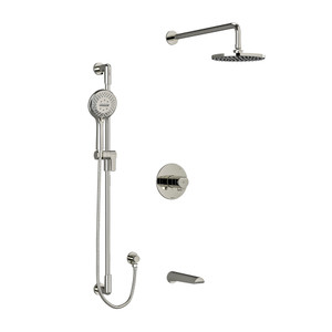 Parabola Type T/P (Thermostatic/Pressure Balance) 1/2 Inch Coaxial 3-Way System With Hand Shower Rail Shower Head And Spout - Polished Nickel | Model Number: KIT1345PBPN-SPEX - Product Knockout