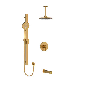 DISCONTINUED Paradox Type T/P (Thermostatic/Pressure Balance) 1/2 Inch Coaxial 3-Way System With Hand Shower Rail Shower Head And Spout - Brushed Gold | Model Number: KIT1345PXTMBG-6