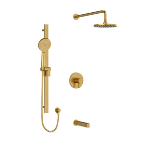 Paradox Type T/P (Thermostatic/Pressure Balance) 1/2 Inch Coaxial 3-Way System With Hand Shower Rail Shower Head And Spout - Brushed Gold | Model Number: KIT1345PXTMBG-6-EX - Product Knockout