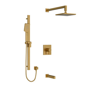Paradox Type T/P (Thermostatic/Pressure Balance) 1/2 Inch Coaxial 3-Way System With Hand Shower Rail Shower Head And Spout - Brushed Gold | Model Number: KIT1345PXTQBG-SPEX - Product Knockout