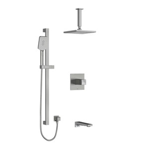 DISCONTINUED-Reflet Type T/P (Thermostatic/Pressure Balance) 1/2 Inch Coaxial 3-Way System With Hand Shower Rail Shower Head And Spout - Brushed Chrome | Model Number: KIT1345RFBC-6
