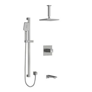DISCONTINUED Reflet Type T/P (Thermostatic/Pressure Balance) 1/2 Inch Coaxial 3-Way System With Hand Shower Rail Shower Head And Spout - Brushed Chrome | Model Number: KIT1345RFBC-6
