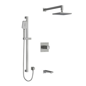 Reflet Type T/P (Thermostatic/Pressure Balance) 1/2 Inch Coaxial 3-Way System With Hand Shower Rail Shower Head And Spout - Brushed Chrome | Model Number: KIT1345RFBC-EX - Product Knockout