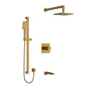 Reflet Type T/P (Thermostatic/Pressure Balance) 1/2 Inch Coaxial 3-Way System With Hand Shower Rail Shower Head And Spout - Brushed Gold | Model Number: KIT1345RFBG-EX - Product Knockout