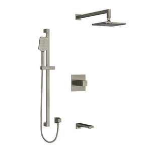 DISCONTINUED Reflet Type T/P (Thermostatic/Pressure Balance) 1/2 Inch Coaxial 3-Way System With Hand Shower Rail Shower Head And Spout - Brushed Nickel | Model Number: KIT1345RFBN-EX