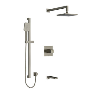 Reflet Type T/P (Thermostatic/Pressure Balance) 1/2 Inch Coaxial 3-Way System With Hand Shower Rail Shower Head And Spout - Brushed Nickel | Model Number: KIT1345RFBN-EX - Product Knockout