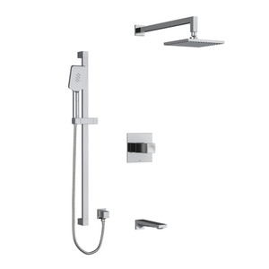 DISCONTINUED Reflet Type T/P (Thermostatic/Pressure Balance) 1/2 Inch Coaxial 3-Way System With Hand Shower Rail Shower Head And Spout - Chrome | Model Number: KIT1345RFC-SPEX