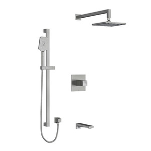 DISCONTINUED Reflet Type T/P (Thermostatic/Pressure Balance) 1/2 Inch Coaxial 3-Way System With Hand Shower Rail Shower Head And Spout - Brushed Chrome | Model Number: KIT1345RFBC-SPEX