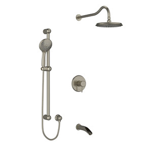DISCONTINUED-Retro Type T/P (Thermostatic/Pressure Balance) 1/2 Inch Coaxial 3-Way System With Hand Shower Rail Shower Head And Spout - Brushed Nickel | Model Number: KIT1345RTBN - Product Knockout
